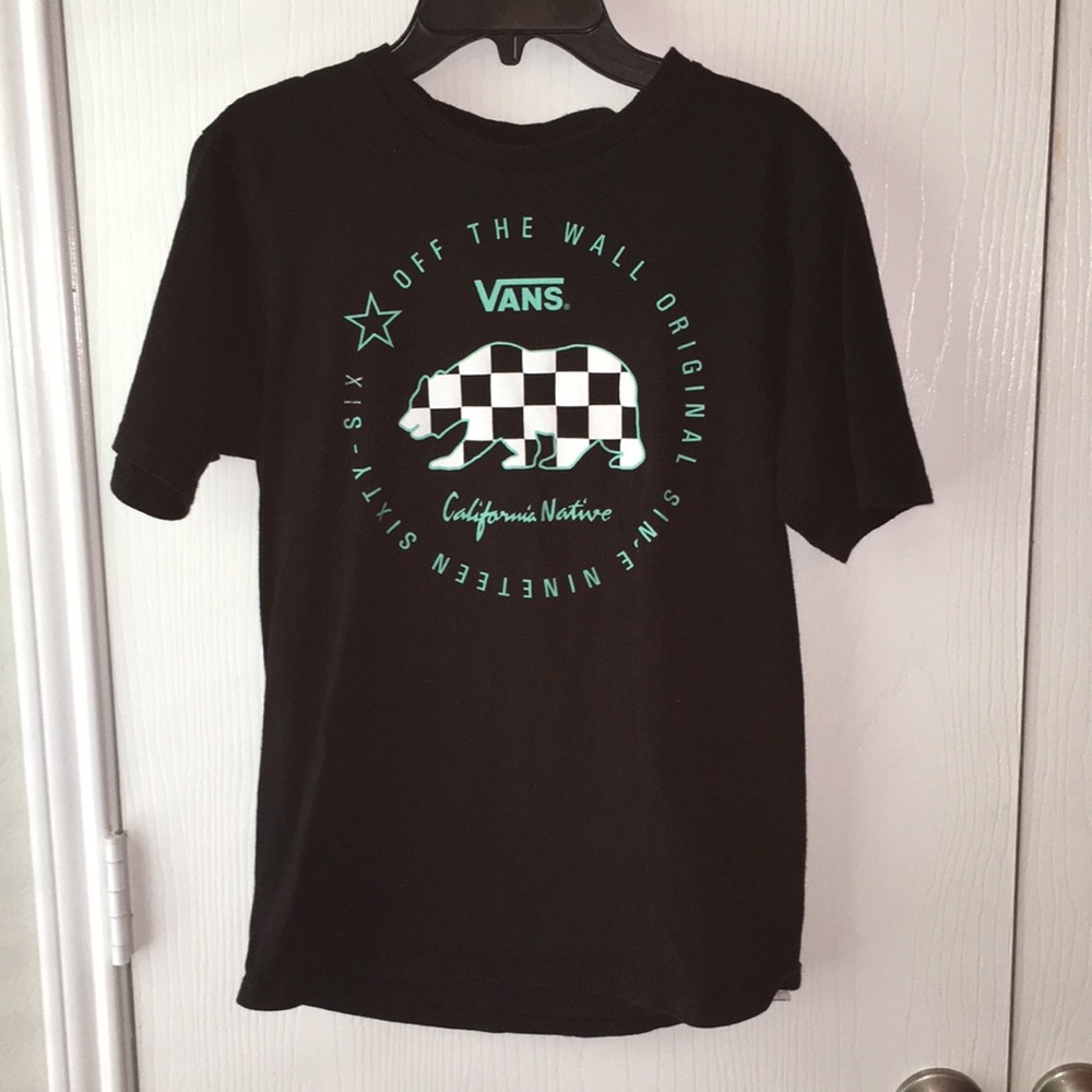 Black and White Vans Bear Graphic Tee Kids Large